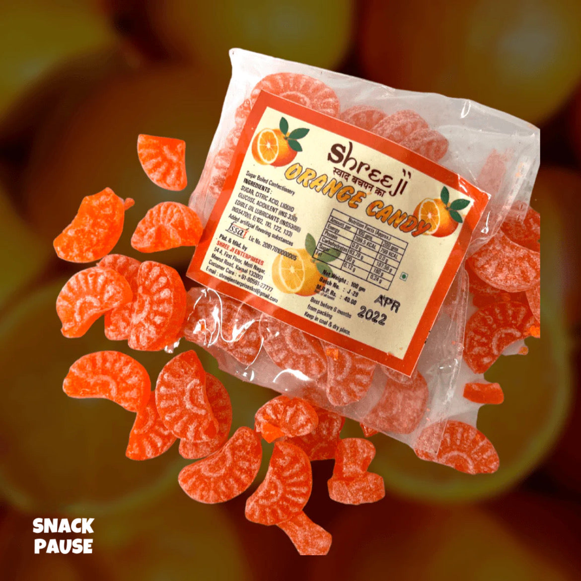 ORANGE CANDY | Pack of 100g | The Snack Pause